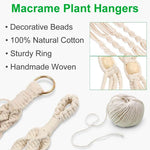 plante suspendue macramé décoratives boho artisanale pot fleur blanc anneaux métalliques decoration murale cour