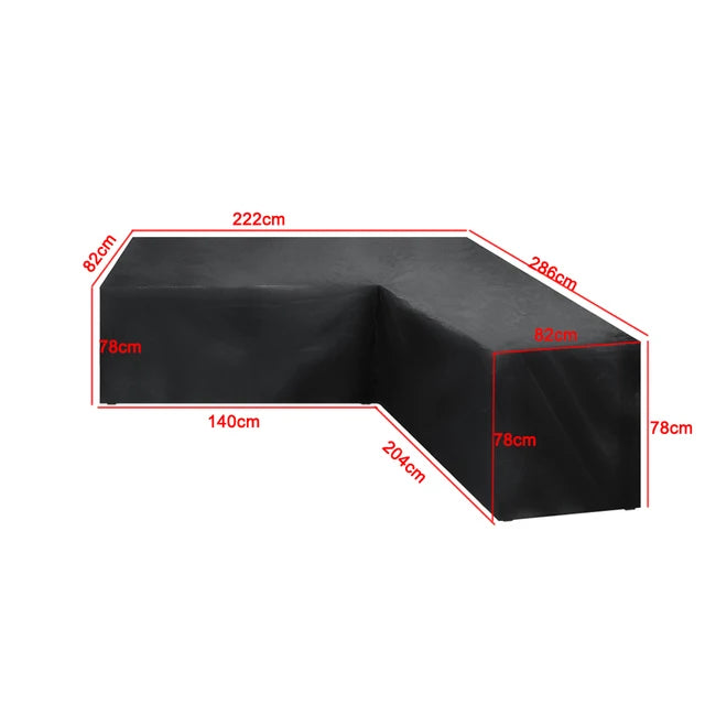 housse canapé extérieur polyester noir moderne élastiques 286x222x82cm