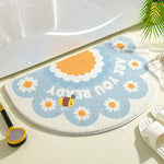tapis bain antidérapant fleurs moderne marron clair vert bleu rose blanc