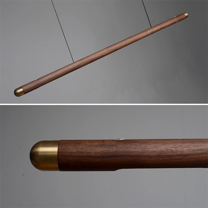 lampe suspendue bois marron foncé moderne finition brillante câbles noirs 18w 249 2000lm chambre