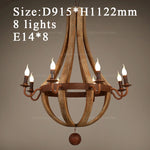 chandelier rustique bois marron vieilli 12 lumières suspension industrielle