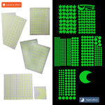 Stickers muraux lumineux étoiles lune moderne adhésifs vert fluo chambre enfants 12 feuilles lune
