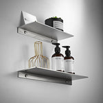 étagère murale moderne acier inoxydable noir vis fixations rangement salle bain minimaliste cosmétiques plantes