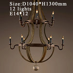 chandelier rustique bois marron vieilli 12 lumières suspension industrielle