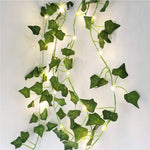 guirlande lumineuse feuilles vertes vigne artificielle bohème rustique extérieure LED accrochée festive jardin anniversaire
