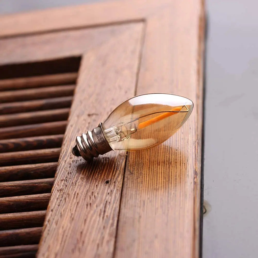 ampoules led filament transparentes dorées 2200k vintage e12 25000h 249lm