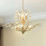 lustre moderne branches cristal chrome doré éclairage intérieur salon chambre boutique