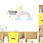 Stickers adhésifs murals dessin animé arc ciel soleil multicolore chambre enfants pastel cartoon