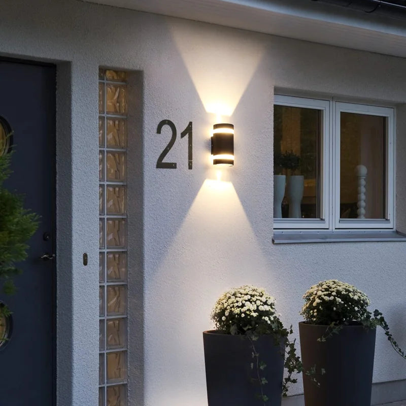 applique murale led extérieure moderne ip65 aluminium texturé noir blanc 6w 12w