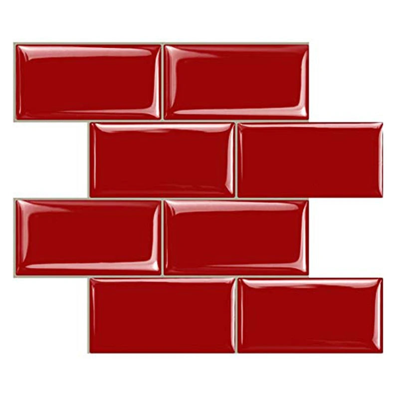 carreaux muraux 3d rouges adhésifs modernes lot pièces brillants décoration intérieure