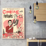 affiche humoristique vintage personnages fleurs texte beige rose noir blanc sans cadre