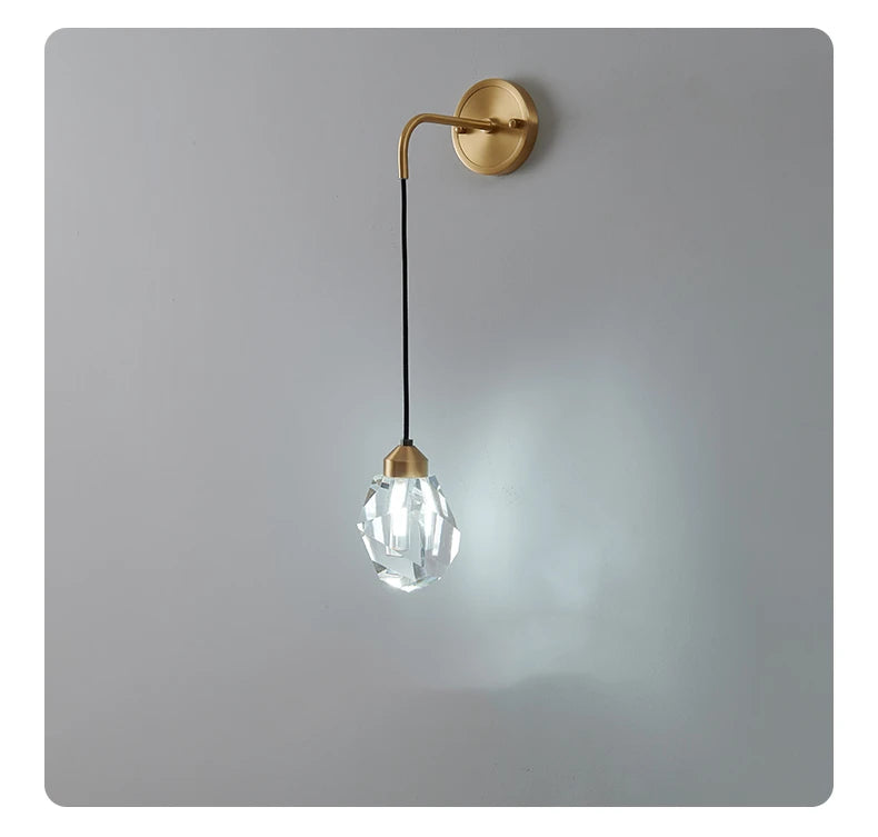 appliques murales led cristal or transparent modernes fixées mur contemporaines
