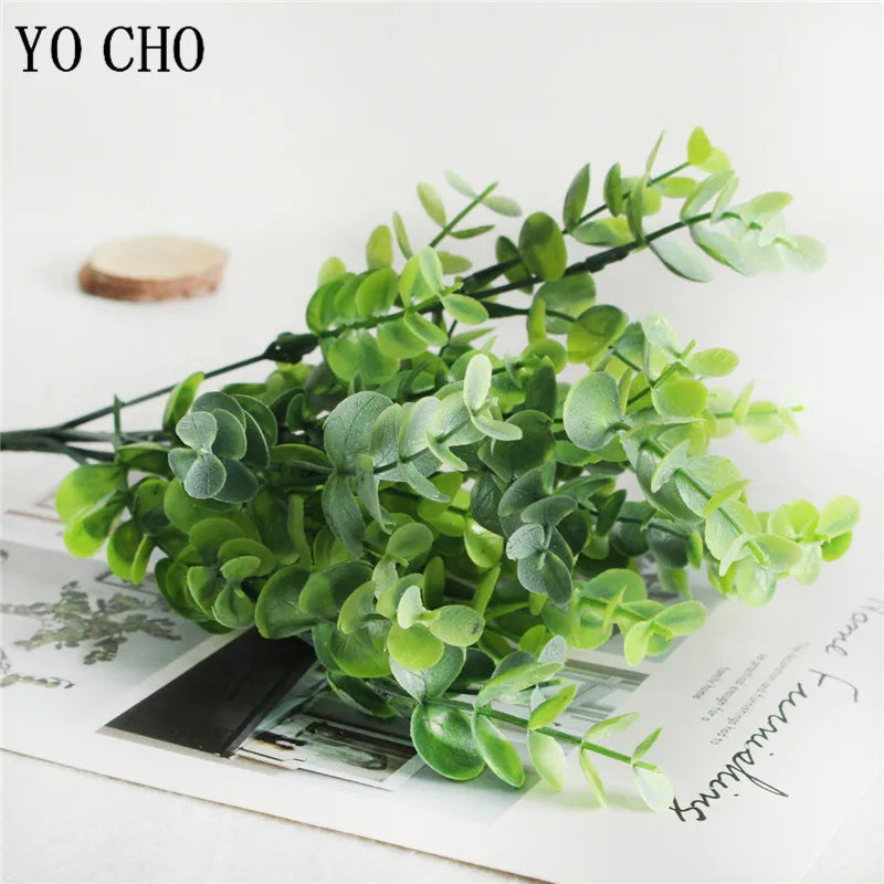 plantes artificielles feuilles eucalyptus vert branches murales décoration mariage anniversaireextérieur moderne