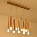 suspension lumineuse bois naturel moderne 12 têtes 90v 260v minimaliste