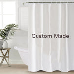 rideau douche moderne blanc polyester respectueux environnement anneaux texture légèrement rugueuse opaque