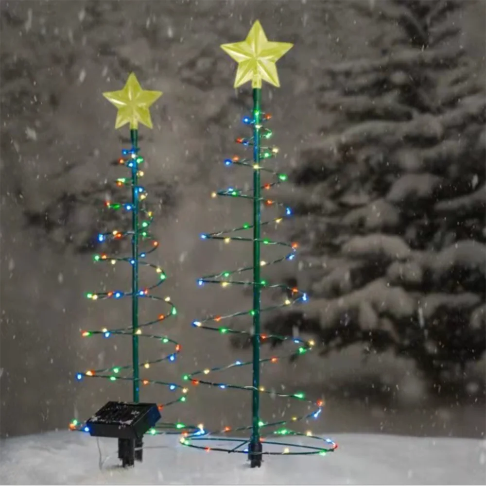 guirlande solaire led extérieure ip65 auto on 5m festif minimaliste noel vert jaune blanc