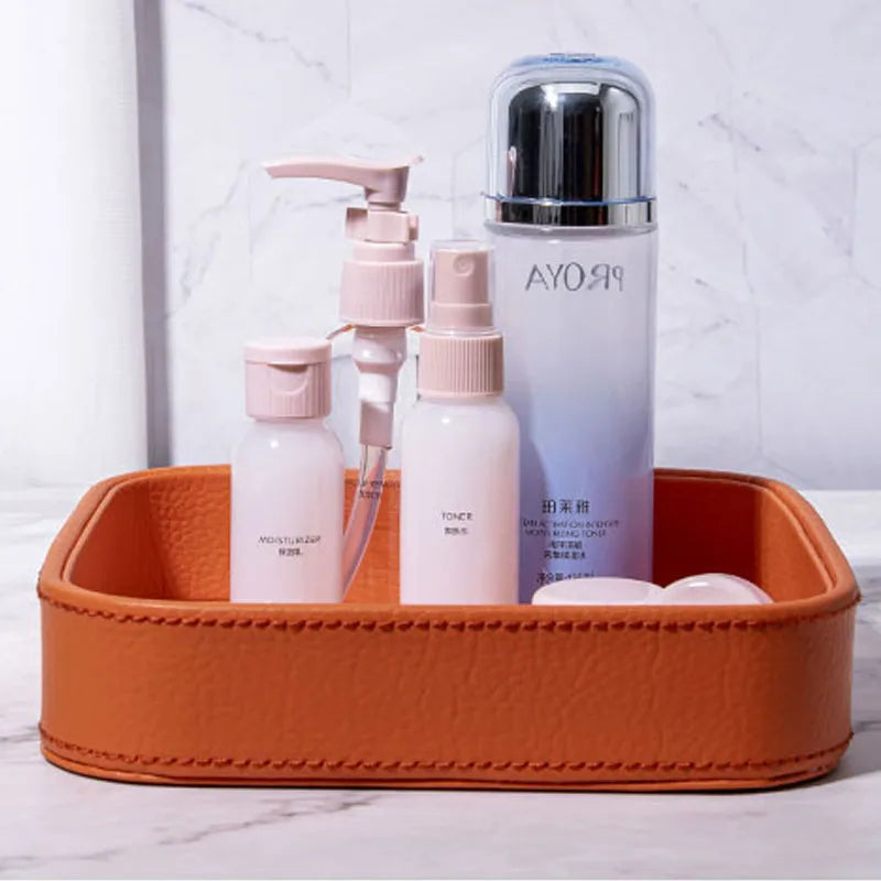 plateau rangement cuir orange grained moderne articles divers respectueux environnement 20cm 20cm 4.5cm