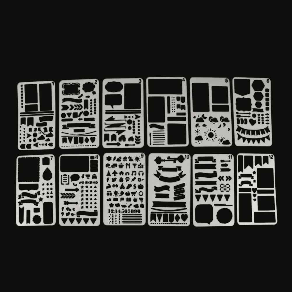 pochoirs plastique blanc géométrique moderne découpes scrapbooking lettres chiffres transparence bricolage