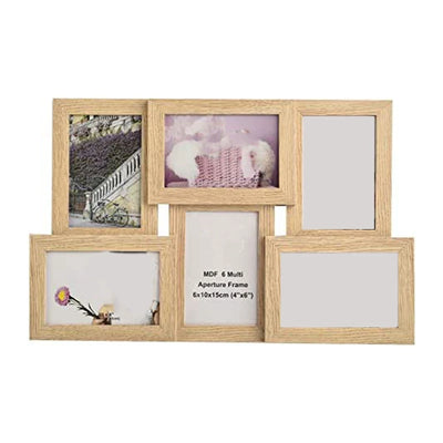 Cadre photo multiple en bois naturel avec 6 emplacements pour photos 10x15 cm