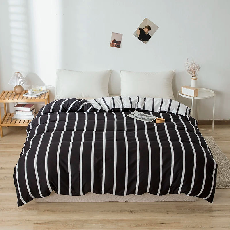 housse couette polyester 150x200cm rayures cœurs géométrique moderne chambre maisonversible minimaliste