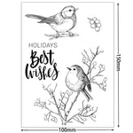 timbres décoratifs oiseaux fleurs calligraphie noir blanc bleu clair 100x150mmscrição floral illustration artisanale scrapbooking