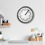 horloge murale jour semaine cadran argenté face blanche moderne minimaliste quartz aiguille salon