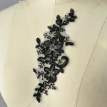 appliques textiles brodées floral polyester écologique soluble eau bleu rouge blanc noir
