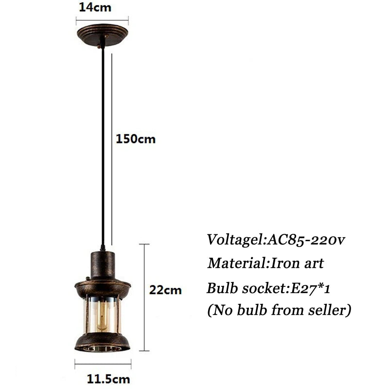 lampe suspendue industrielle vintage bronze verre translucent salle manger salon chambre