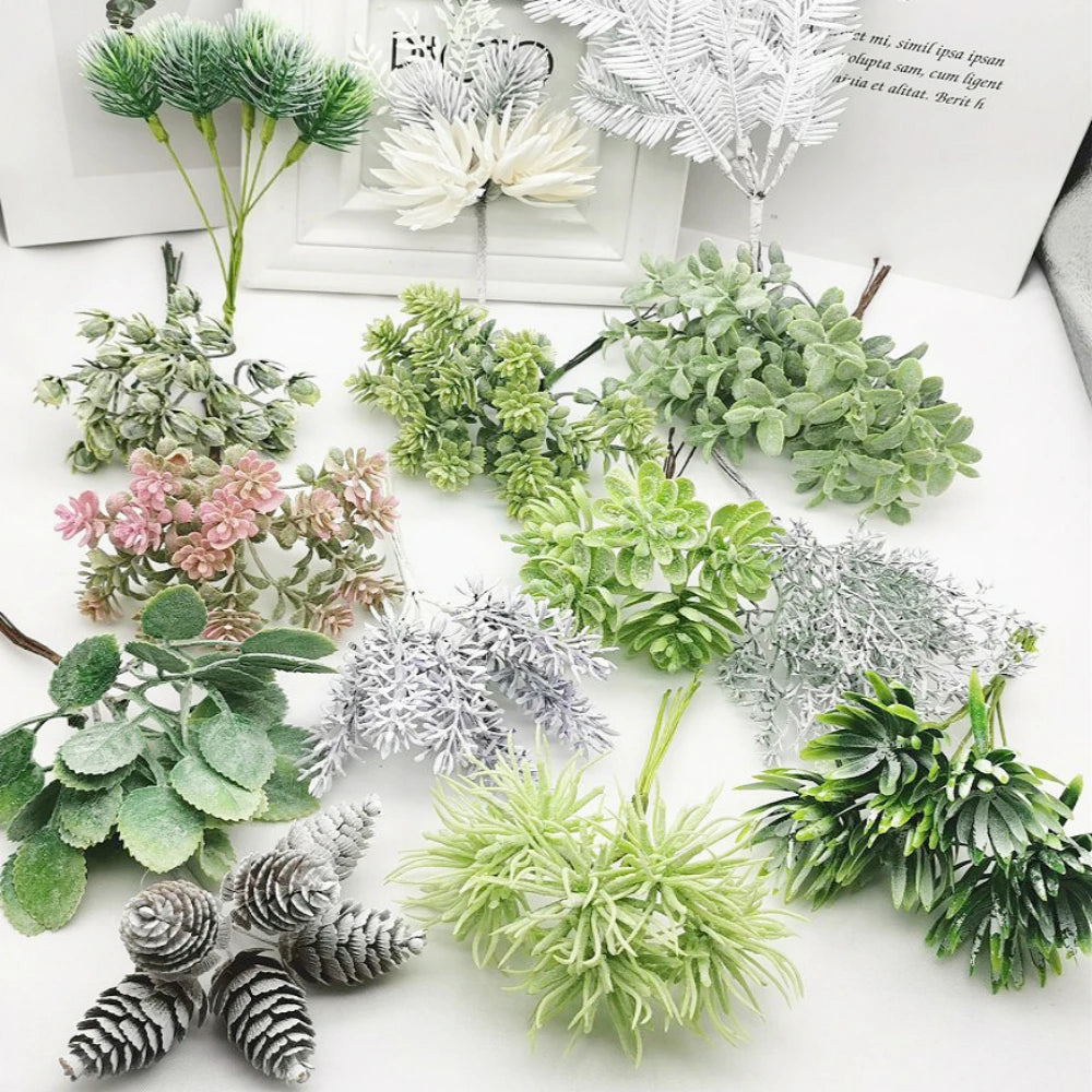 plante artificielle fleurs roses blanches vertes décor maison moderne minimaliste branche plastique