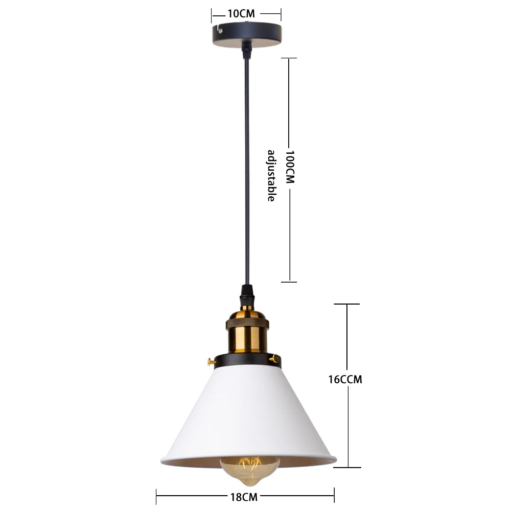 lumière suspendue industrielle conique noire blanche orange éclairage moderne chambre salon