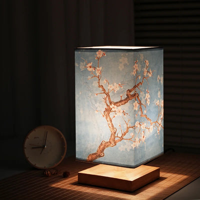 Veilleuse LED carrée en bois lampe de chevet japonaise rétro éclairage chaud