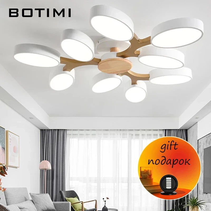 plafonnier moderne blanc bois éclairage led surface montée flux lumineux 249 2000 mètres carrés