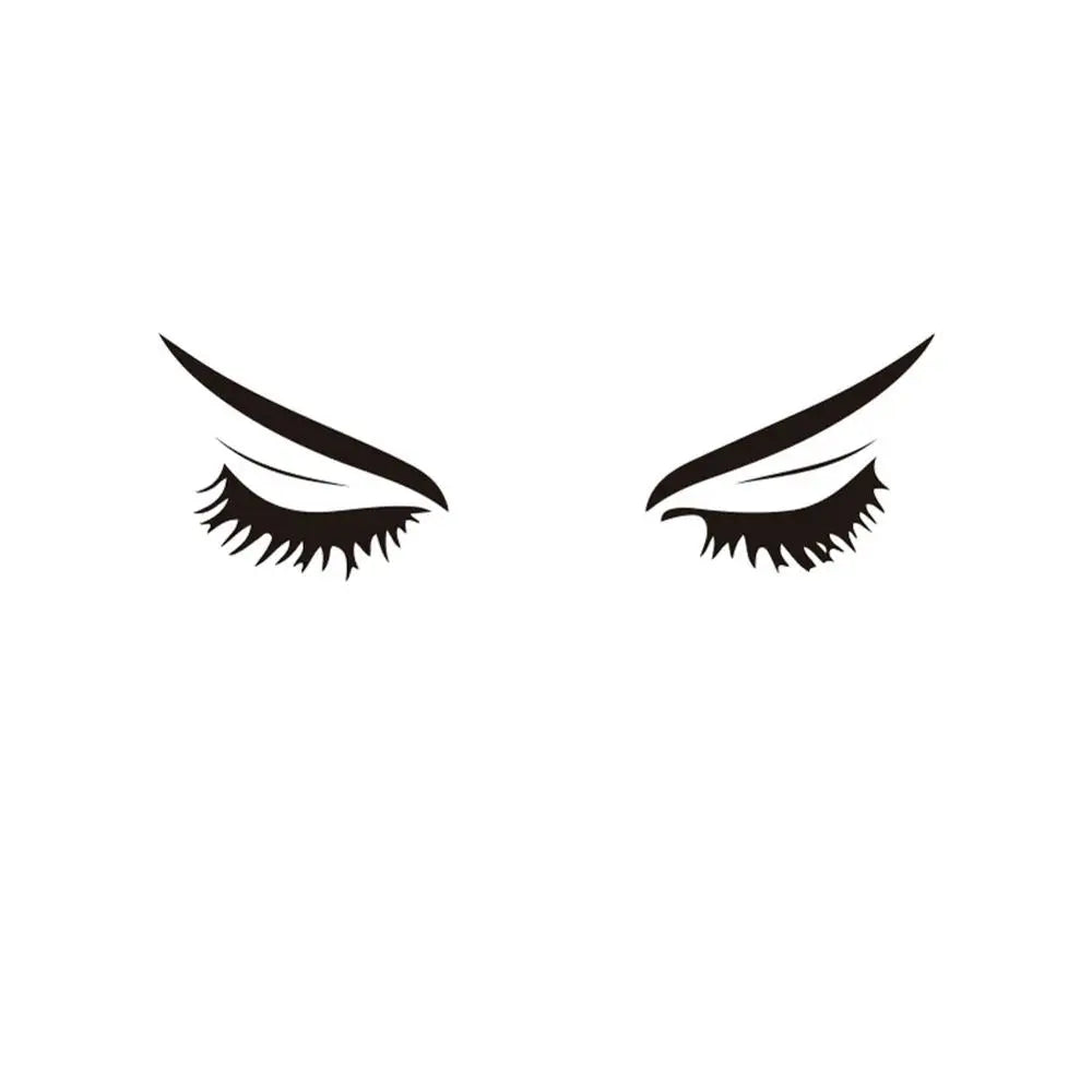 sticker mural minimaliste ombres yeux cils noirs adhésif salon chambre decoration pvc moderne