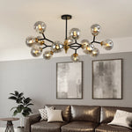 lustre led moderne sphères translucides noir doré bubble light semi encastrée(touches)