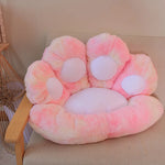 coussin forme patte chat peluche douce motif chat couleur rose gris pastel mignon