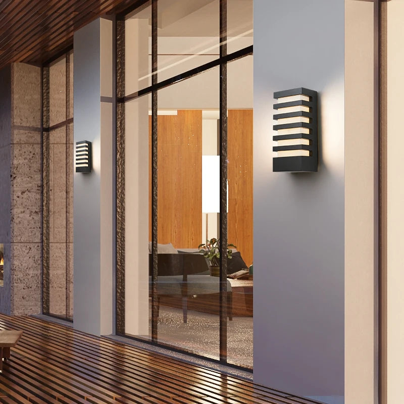 applique murale led moderne impermeable aluminium noir ligne horizontale exterieur jardin véranda