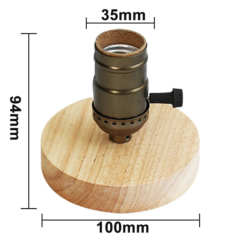 lampe poser moderne minimaliste bois naturel noir interrupteur câble d'alimentation eu