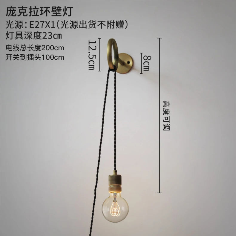 lampe murale industrielle vintage or noir verre transparent ampoûle led éclairage quotidien fixée mur