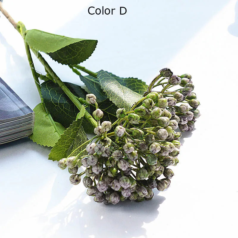 bouquet artificiel hortensia mariage rouge blanc vert naturel détaillé