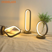 Lampe de chevet noire moderne LED avec anneau design pour chambre et bureau - Éclairage doux