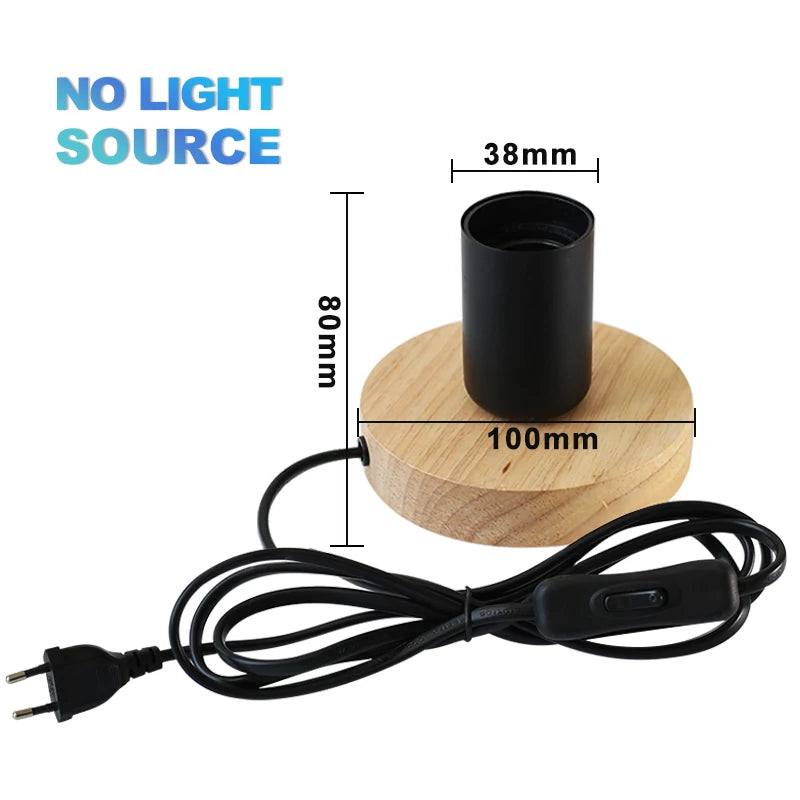 lampe table bois moderne industriel ampoule filament visible cylindre cube octaèdre chambre coucher deco