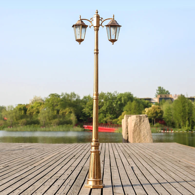 lampadaire classique bronze noir verre ondulations deux têtes éclairage extérieur led haute qualité aluminium