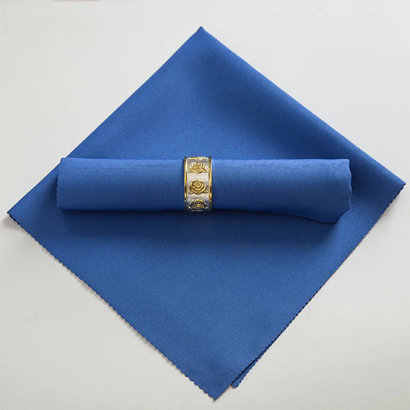 serviettes table pliées polyester 48x48cm orange vert beige gris violet marron rouge classique clips