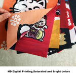 bannières décoratives pop art traditionnel japonais chats dessins animés textes floraux simples orange rouge