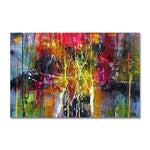 tableau abstrait multicolore contemporain sans cadre impression toile decoration horizontal
