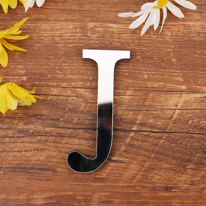 lettre acrylique miroir argentée autocollante décoration murale alphabet moderne fête mariage maison diy