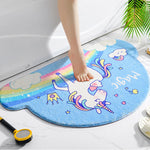 tapis bain licorne arc ciel nuages étoiles adhésif antidérapant bleu rose violet blanc cartoon
