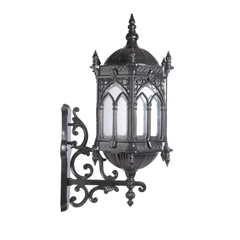 lampe murale gothique or noir vitraux transparents ornements sculptés cuisine chambre coucher entrée étude