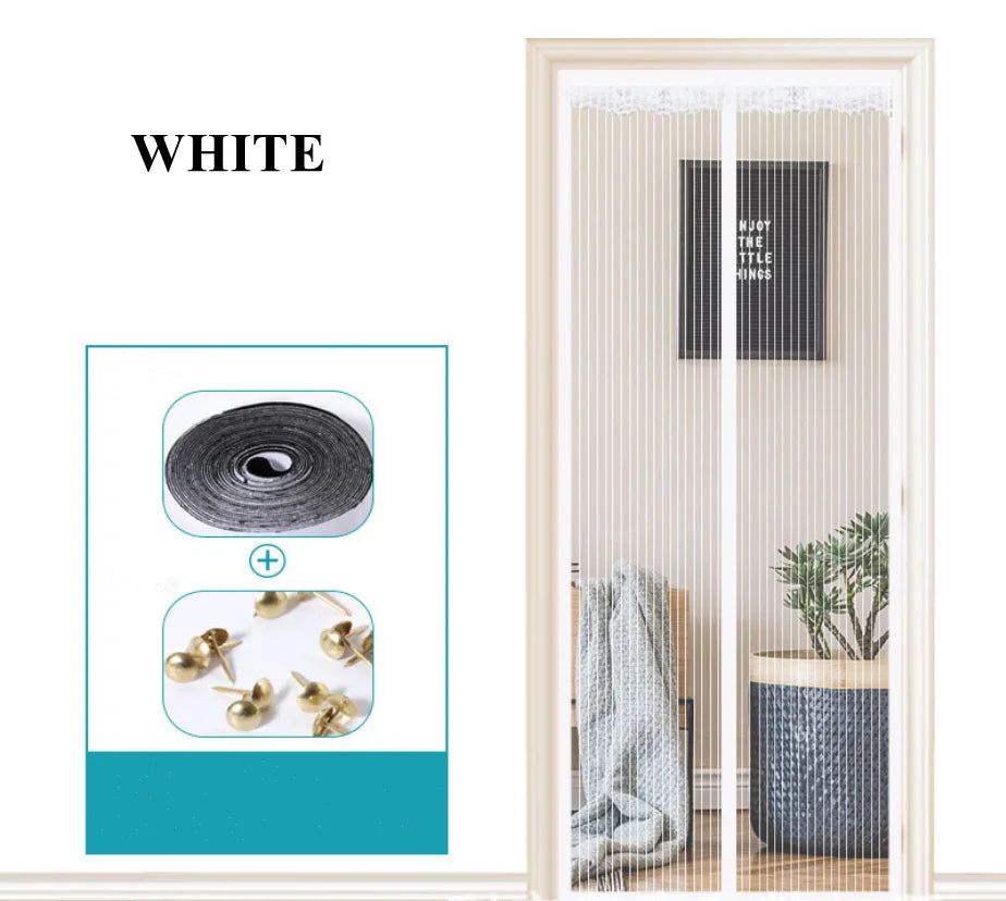 rideau moustiquaire porte magnétique noir beige rayures horizontales moderne adhésif clips bande