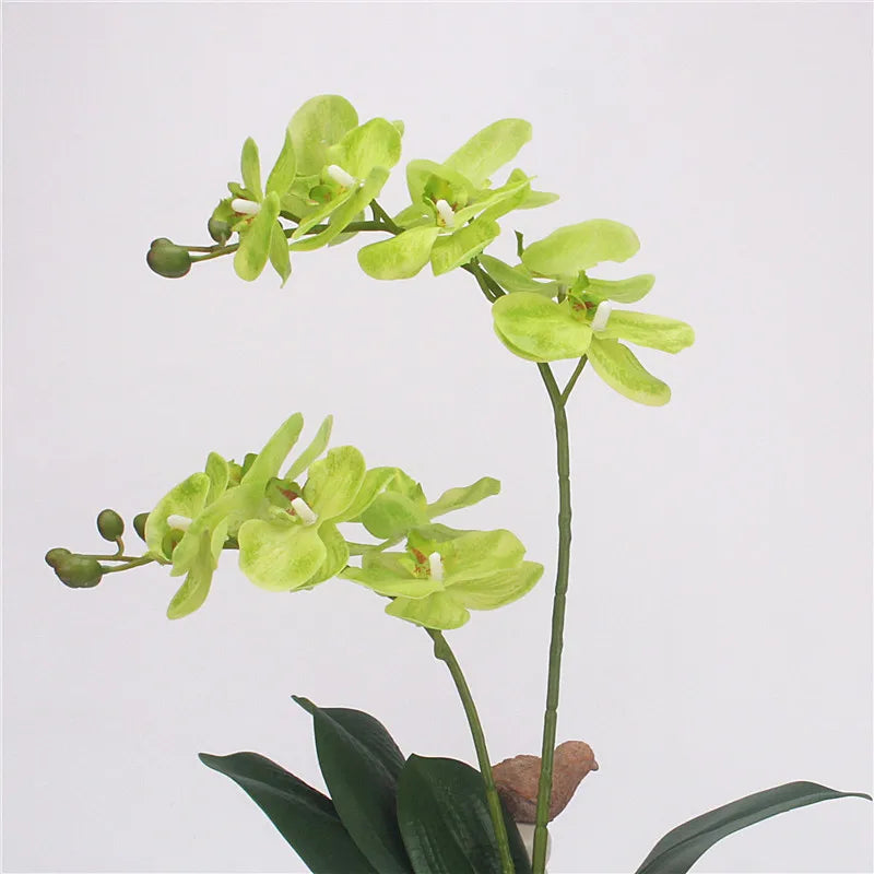 fleurs artificielles orchidées branches fourchette 60cm feuilles pot décoration intérieure moderne violet jaune rose